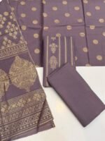 Jakat Lawn 3-Piece Suit – Elegant Mauve & Gold - Image 2