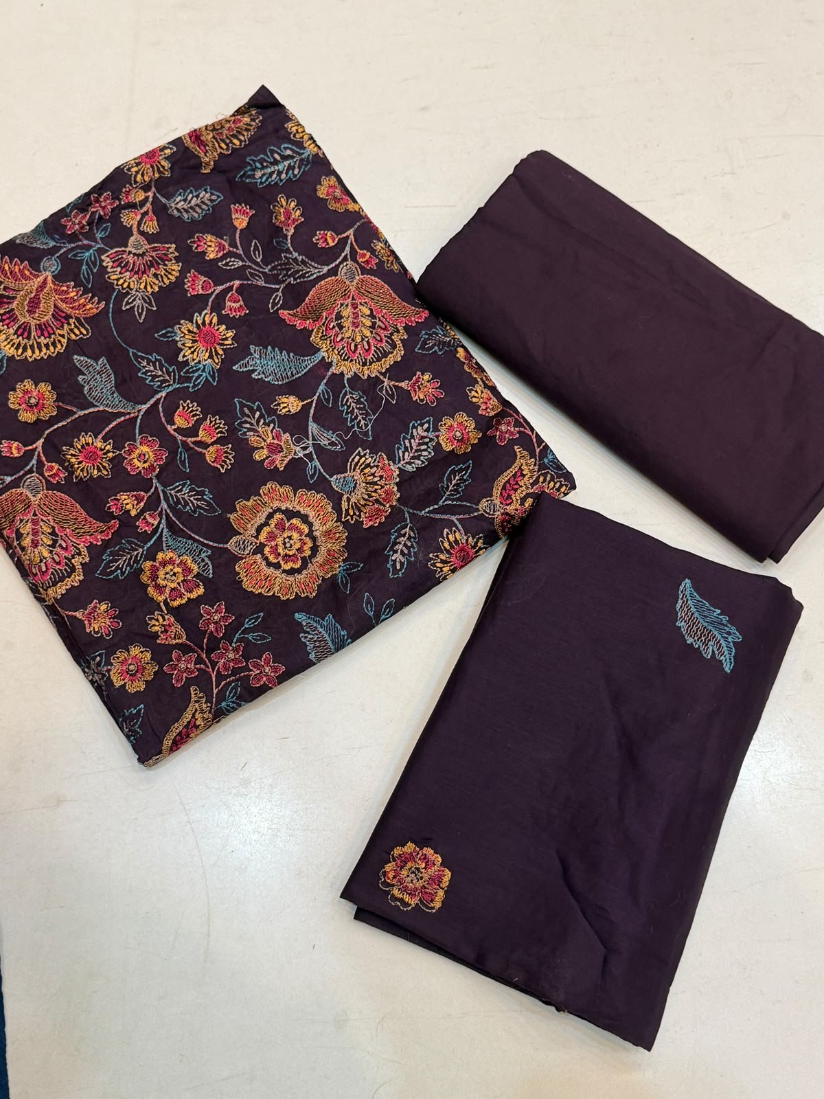 WhatsApp Image 2026-10-17 at 2.52.29 PM (3) Bareeza Dark Plum Floral Embroidered Lawn 2-Piece Suit - Image 1