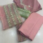 Premium Rangrasiya Embroidered Lawn 3-Piece Suit – Elegant Tea Pink