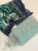 Premium Baroque Solid 3-Piece Suit – Mint Green with Printed Pure Chiffon Dupatta