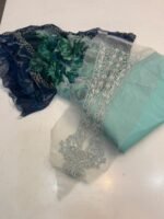 Premium Baroque Solid 3-Piece Suit – Mint Green with Printed Pure Chiffon Dupatta - Image 2
