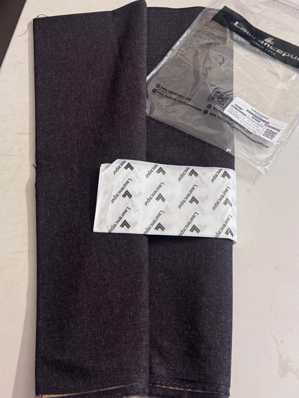 .... Lawrencepur Dark Charcoal Kashmiri Wool Unstitched Fabric - Image 1