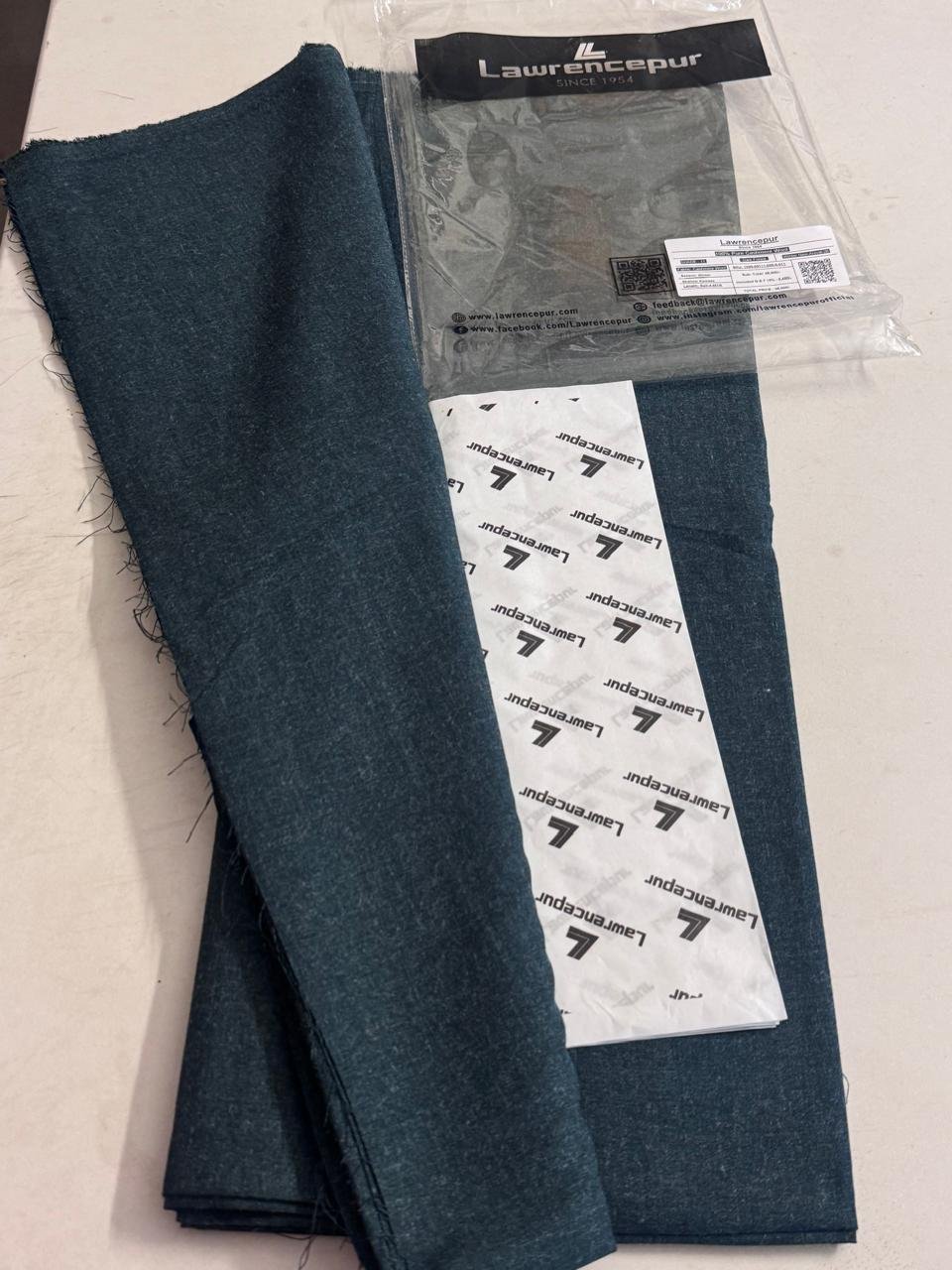 ........... Lawrencepur Dark Teal Kashmiri Wool Unstitched Fabric - Image 1